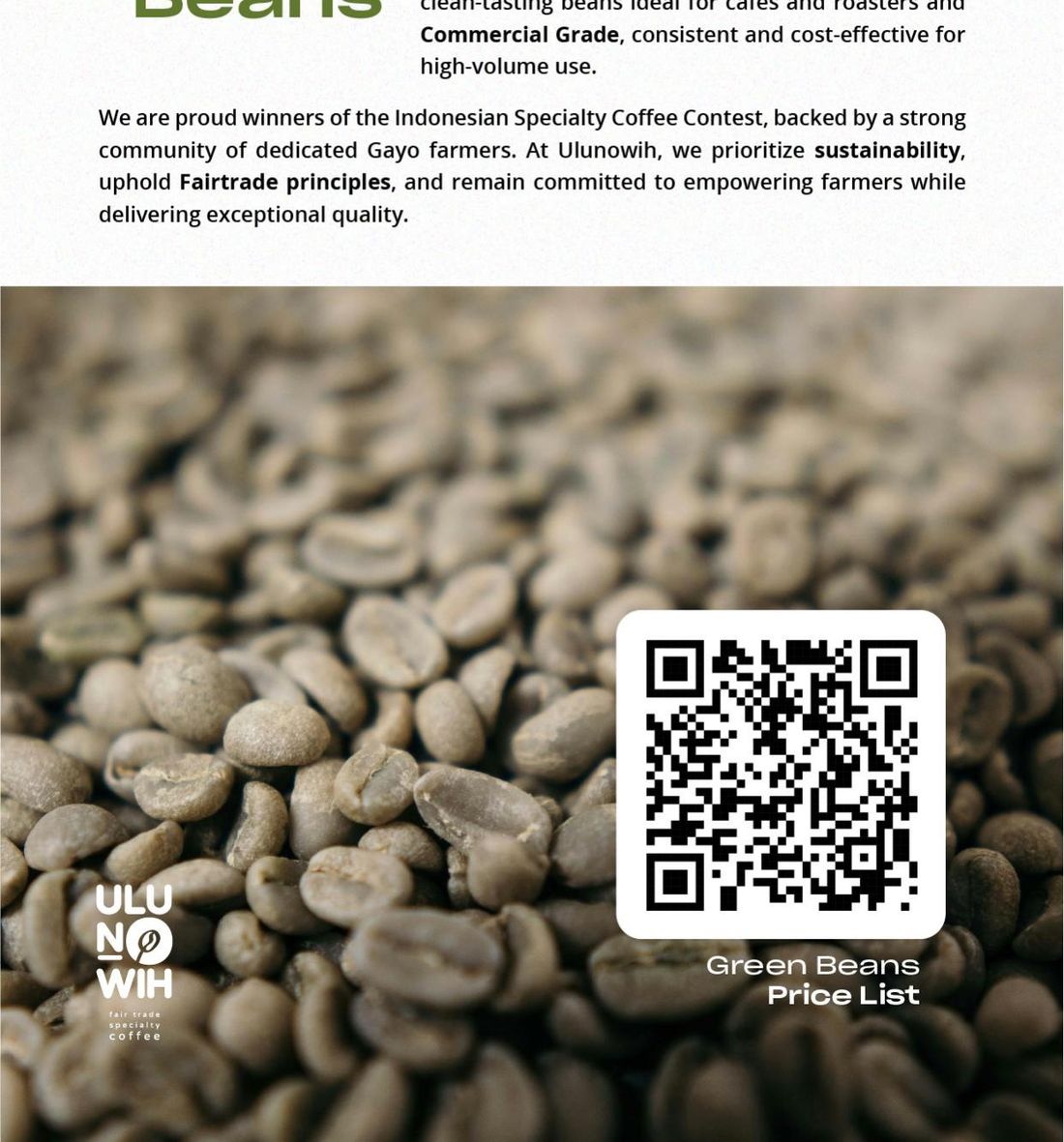 Green bean kopi Gayo Ulunowih