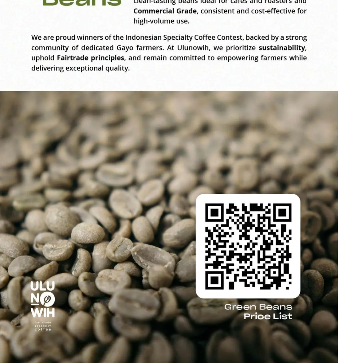 Green bean kopi Gayo Ulunowih